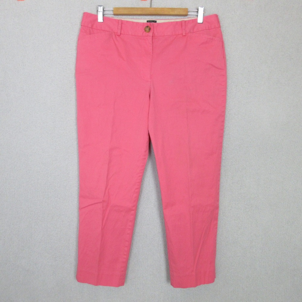 Talbots The Perfect Crop Pants Womens 12 Pink Cotton Stretch Mid Rise Straight